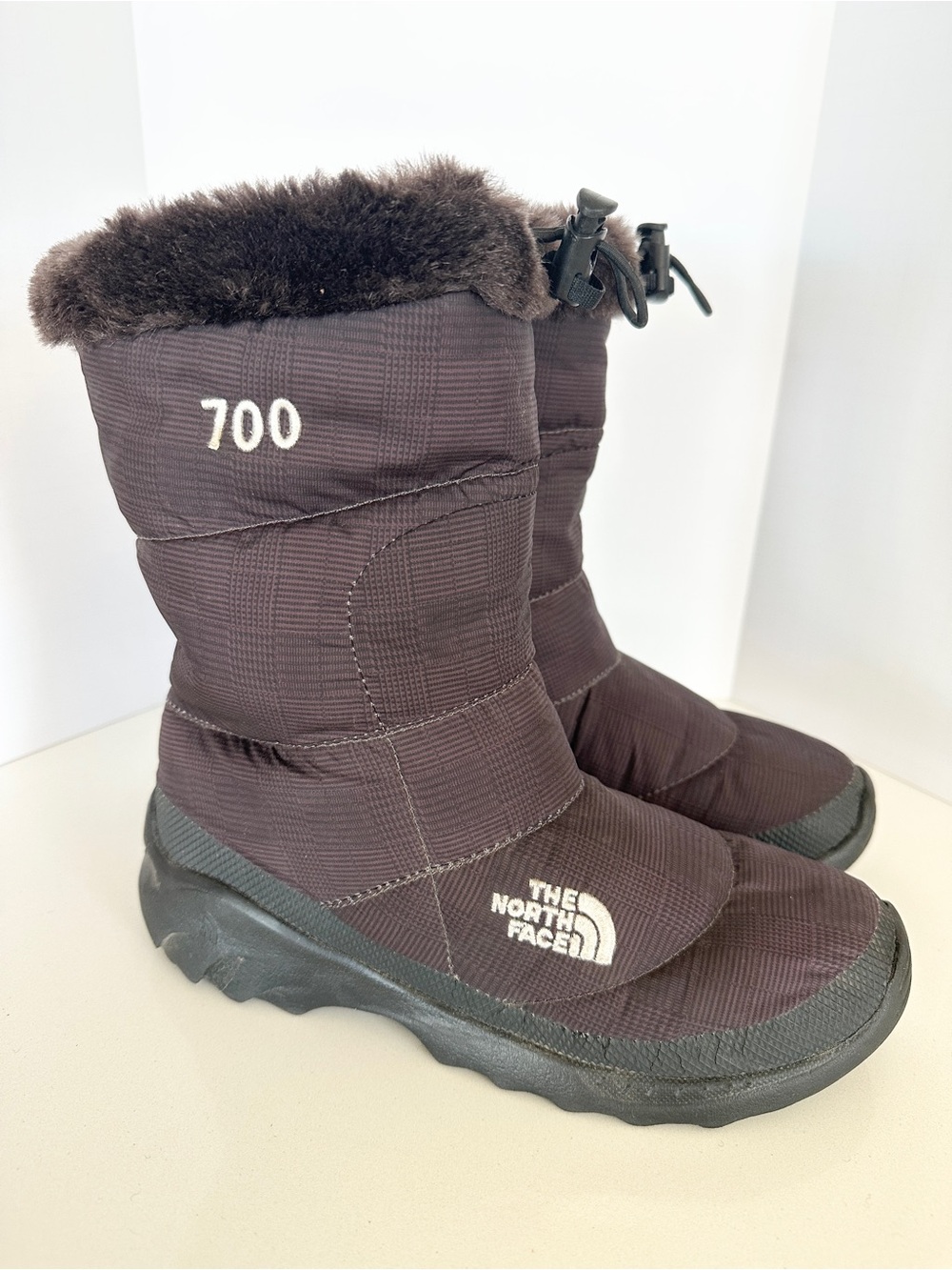 The North Face Nuptse 700 Goose Down Quilted Puffer Boots Size 7 Brown